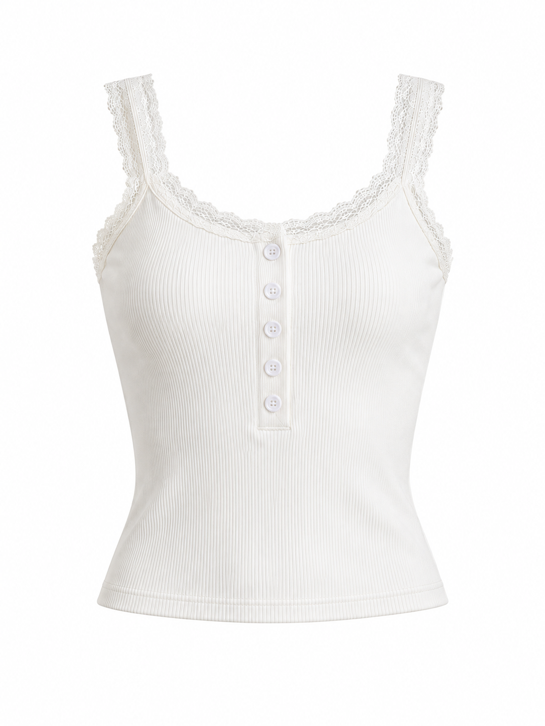 Lace Trim Ribbed Cami