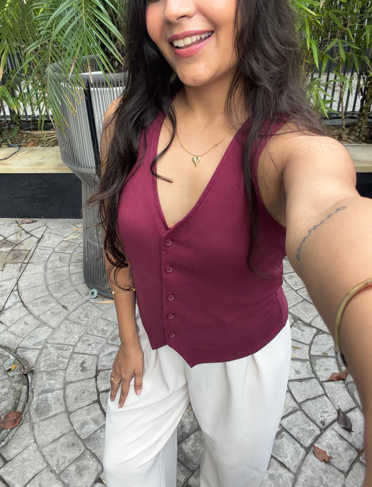 Button-Down Vest Top