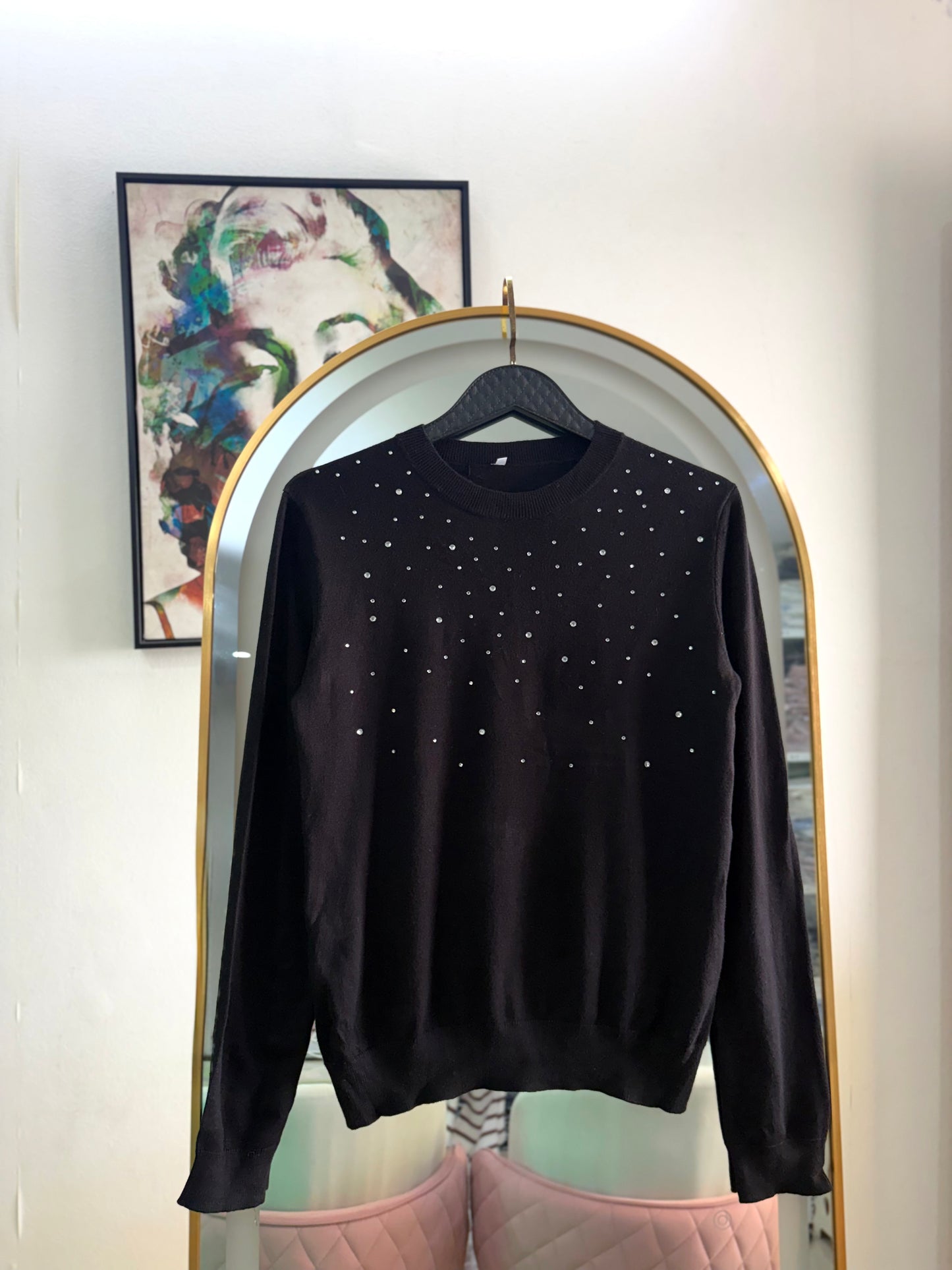 Midnight Rhinestone Top