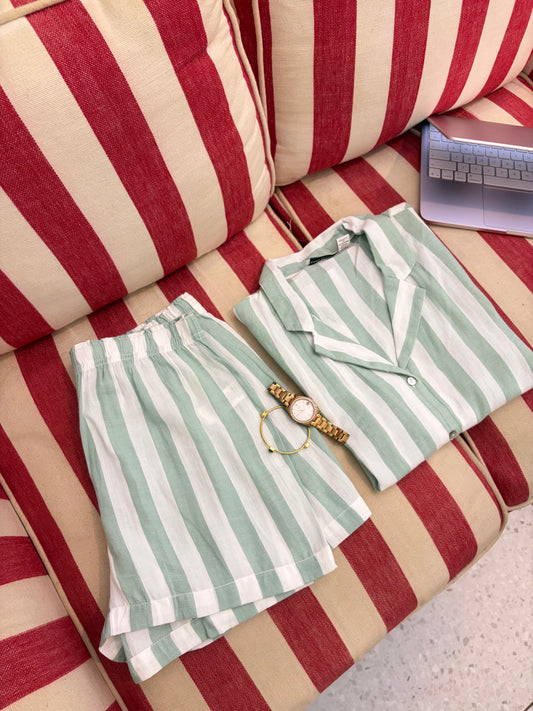 Mint Stripe Lounge Set