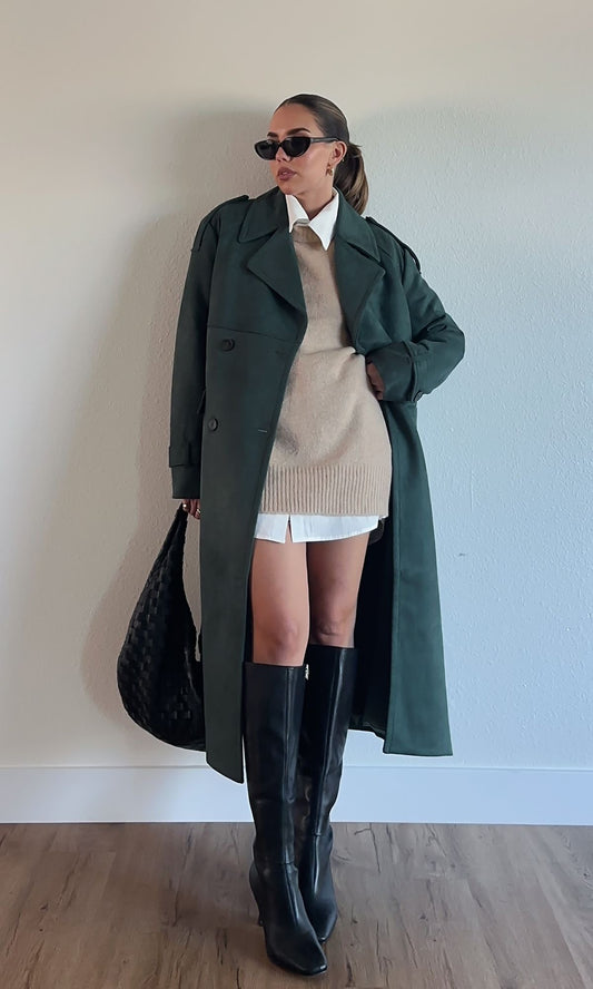 Deep Teal Classic Trench Coat