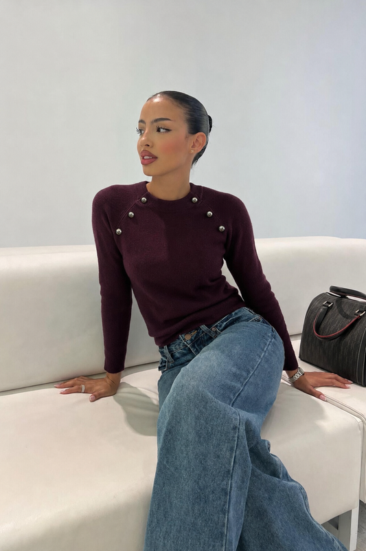 Noir Studded Knit Top