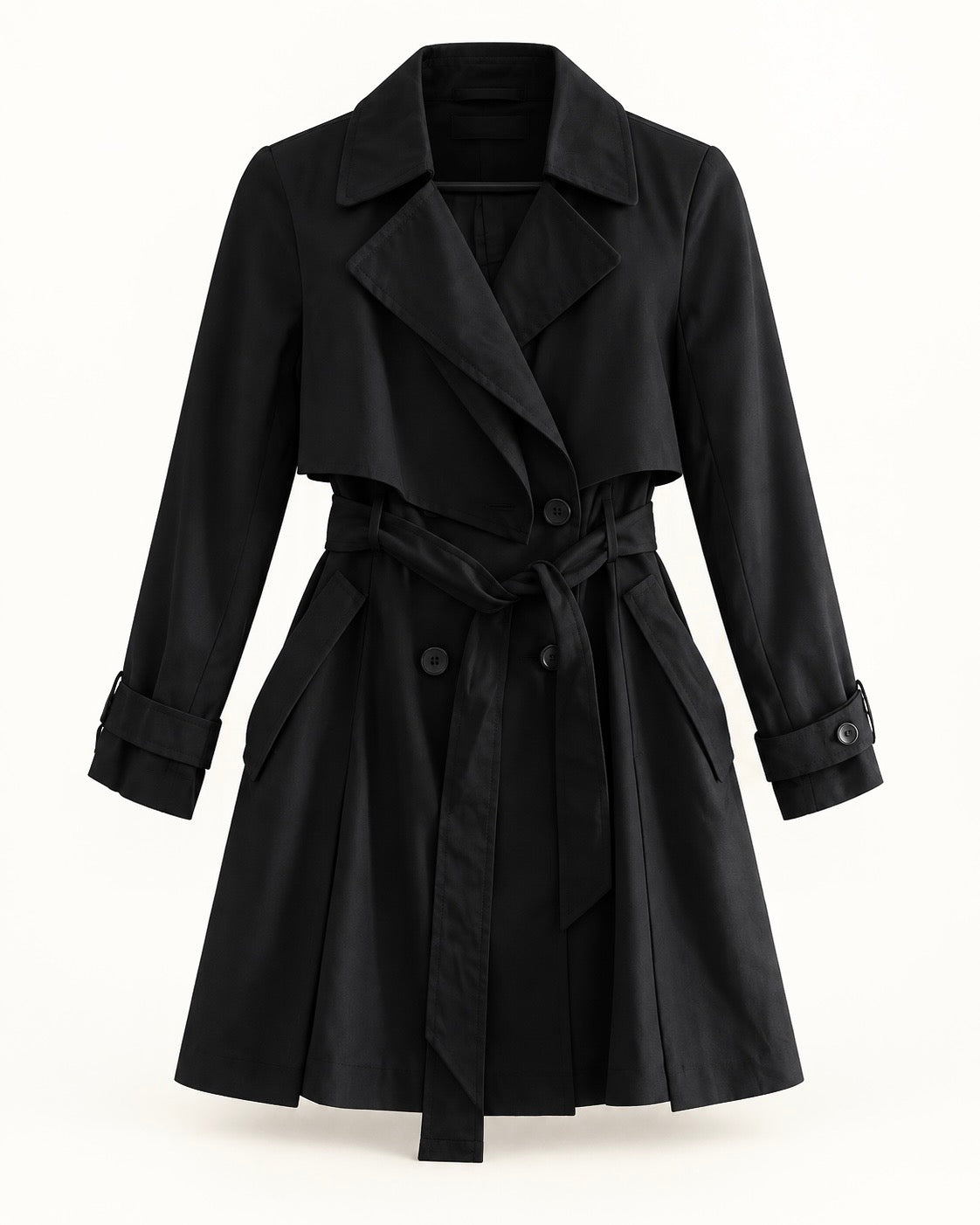 The Noir Flared Trench Coat