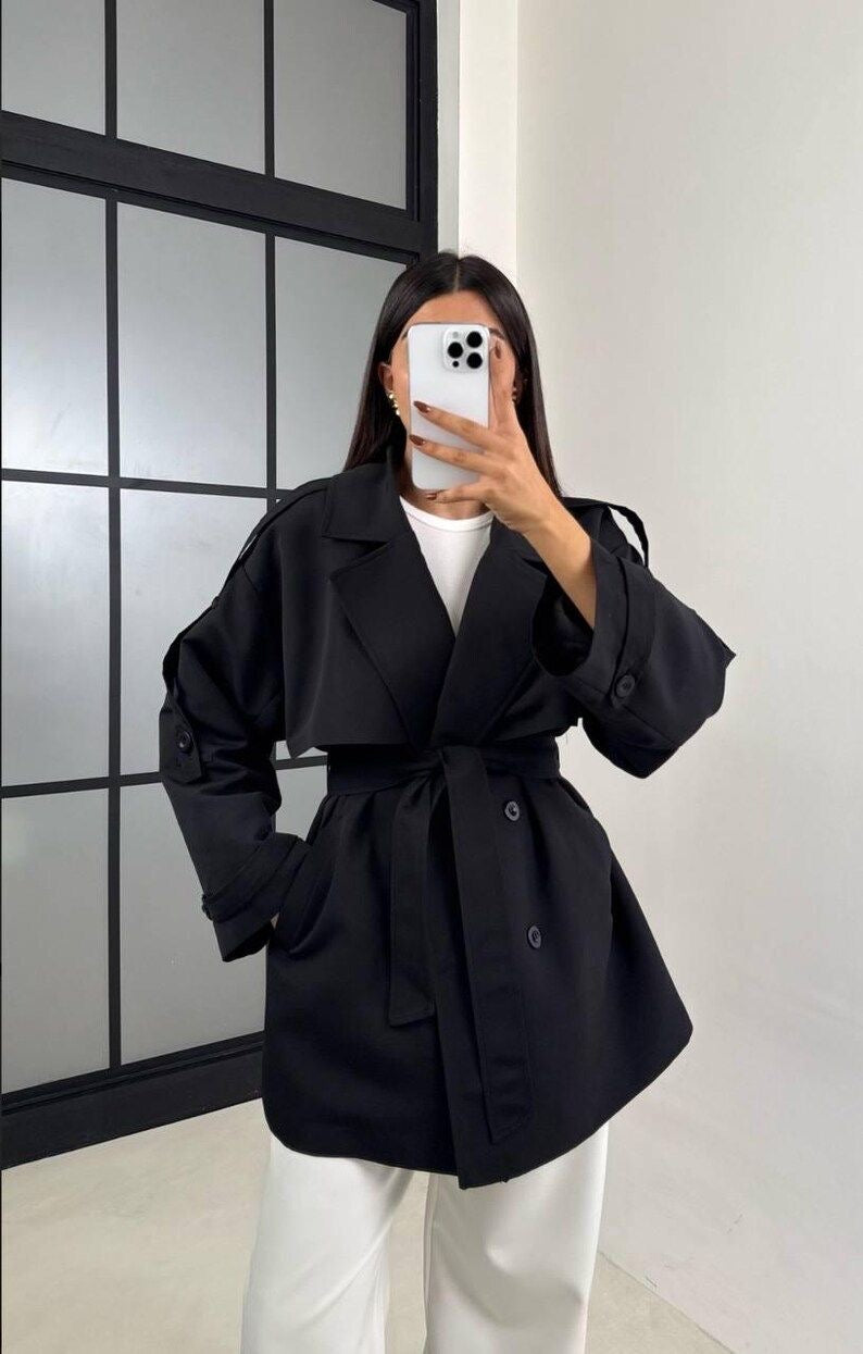 The Noir Flared Trench Coat