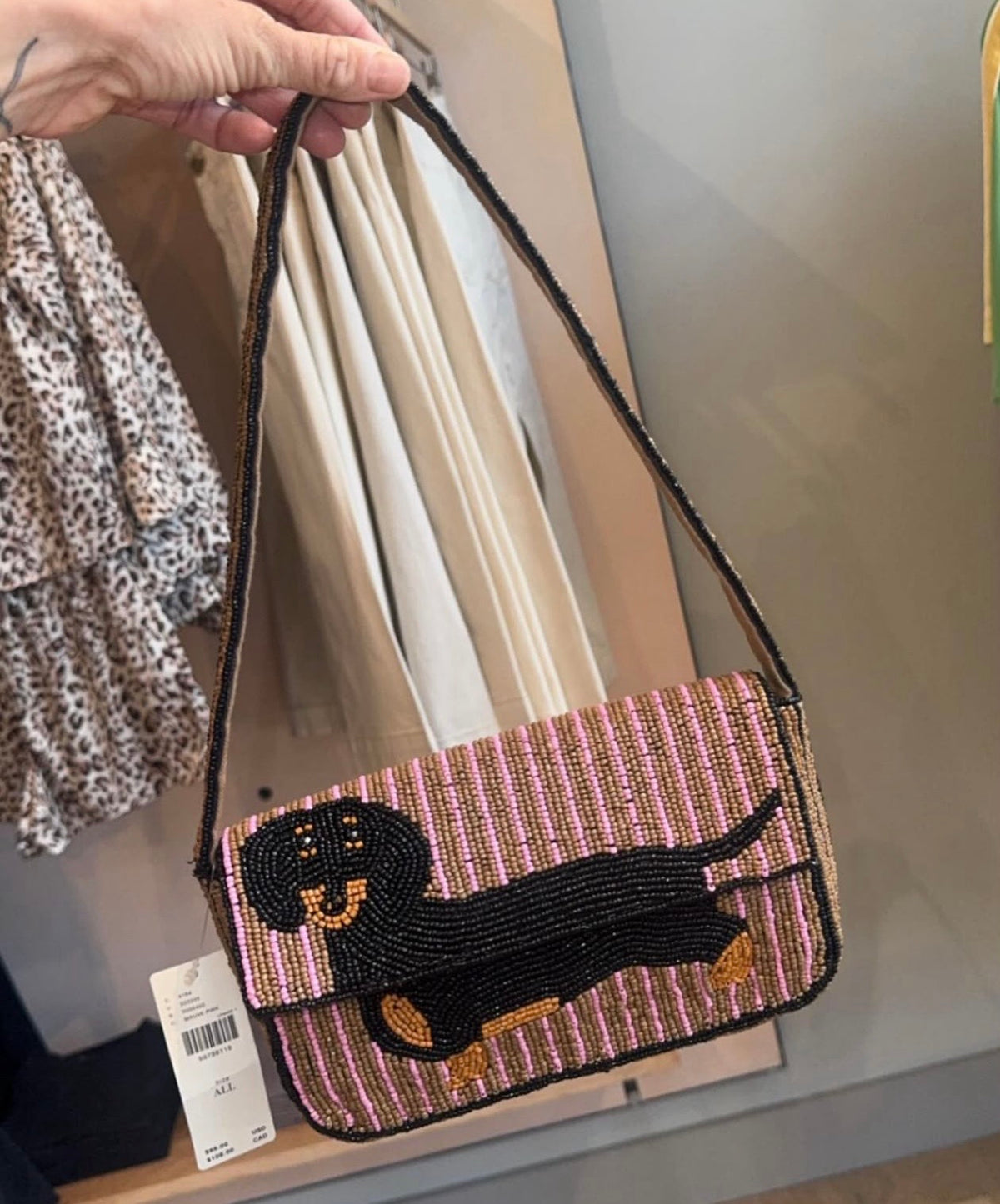 Dachshund Beaded Bag