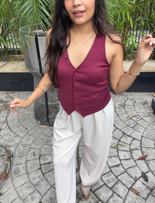 Button-Down Vest Top