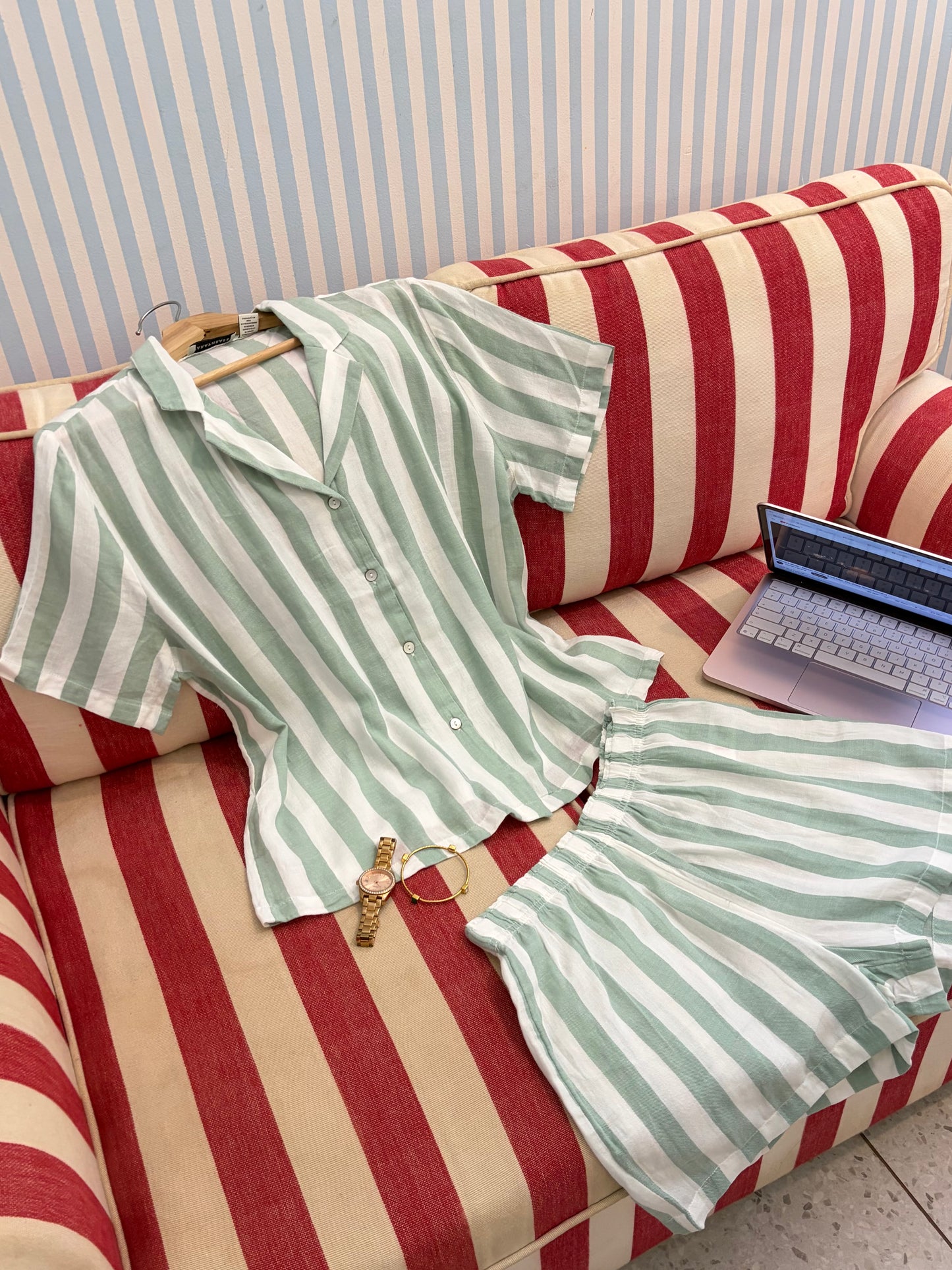 Mint Stripe Lounge Set