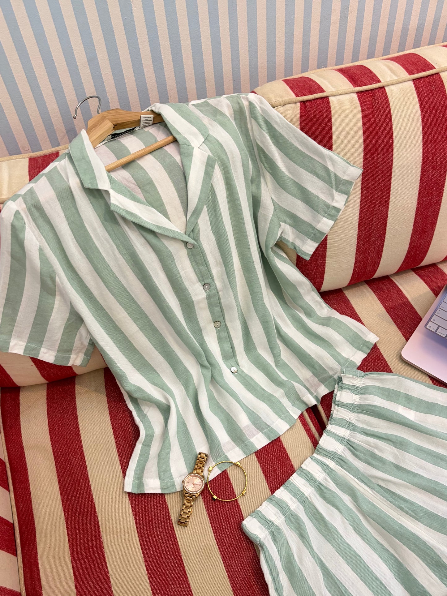 Mint Stripe Lounge Set