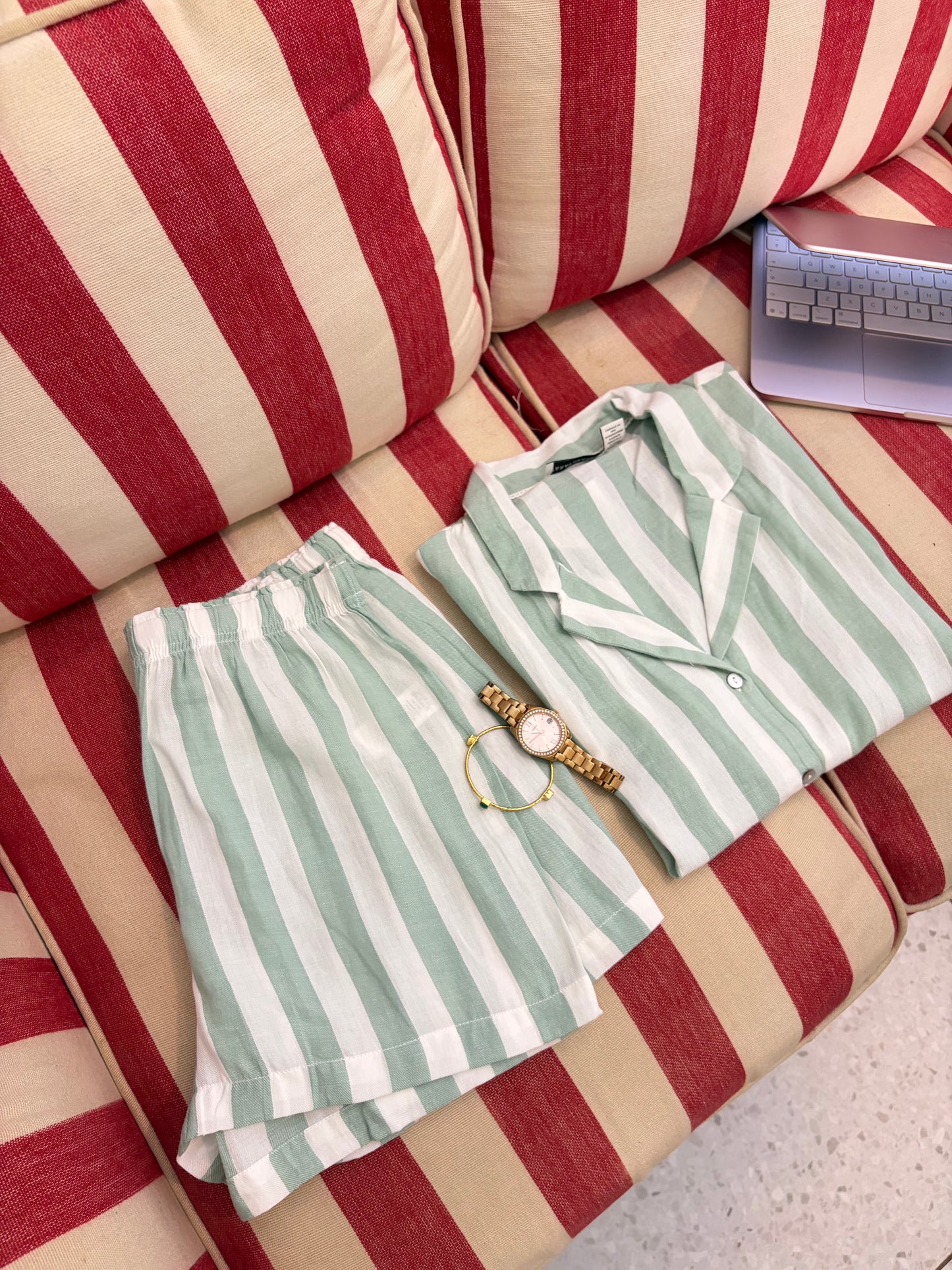 Mint Stripe Lounge Set